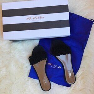 NWT Aquazzura Black Wild Thing Slides Sandals